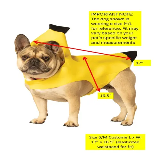 Banana Dog Pet Costume, Various Sizes XS to 3X {2}