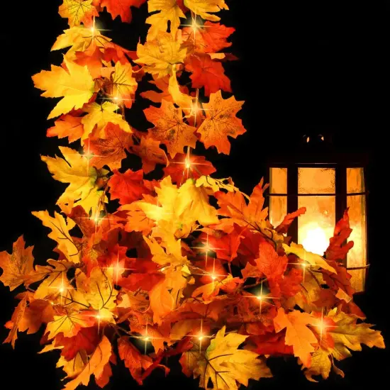 Fall Decorations Maple Leaf Garland String Lights {1}