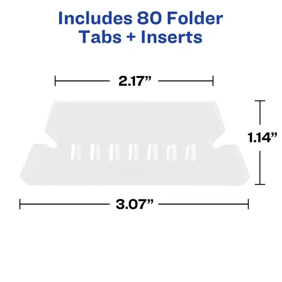 Avery Hanging File Folder Tabs and Inserts, 1/5 Cut, Clear, 4 Packs, 80 File Folder Tabs and Inserts Total (21931) {3}