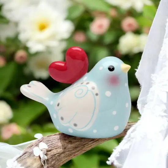 Ceramic Wedding Dove Bell, Wedding Decor, Romantic Decor, Gift for Her {1}