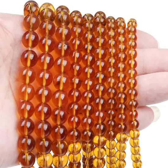 60pcs 6mm Natural Stone Beads,Gemstone Round Loose Beads for DIY Bracelet Necklace Earrings,Stone Beads for Jewelry Making(Amber Crystal) {1}