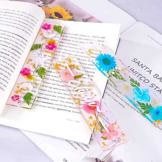 LET'S RESIN Bookmark Resin Molds Silicone 1.5'' Wide, Blank and Cat Moon Pattern Silicone Bookmark Molds Kit with 20pcs Tassels, Rectangle Bookmark Molds for Epoxy Resin Casting Crafts {4}