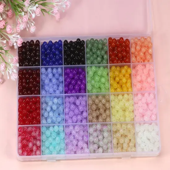 2090pcs 6mm Glass Beads Kit Set Assorted Handcrafted Round Smooth Loose Bracelet Beads Bulk for DIY Crafts & Jewelry Making {3}