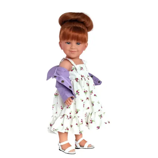 Autumn Rae Smiles Doll &ndash; Red Hair, Blue Eyes, Lavender Dress & Denim Jacket {1}