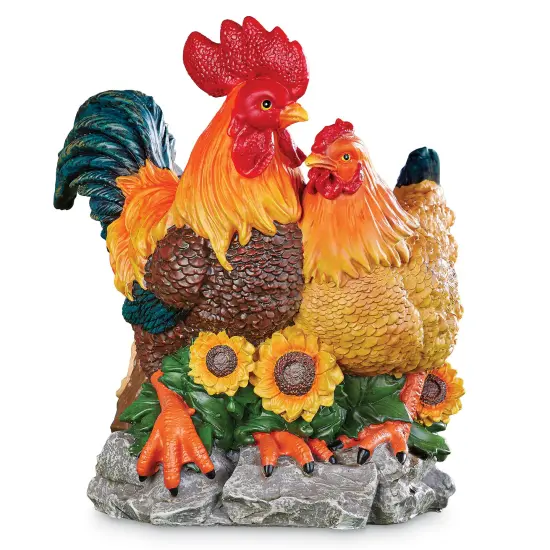 Collections Etc Hand-Painted Rooster and Pen Detailed Planter with Drainage Hole {4}