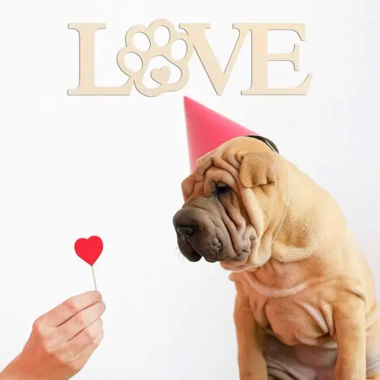 3pcs Love Paw Wood Sign Blank Wooden Dog Cat Paw Plaque Unfinished Wood {5}