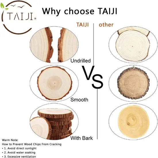 16 Pcs 3.5"-4" Unfinished Natural Wood Slices Circles {5}