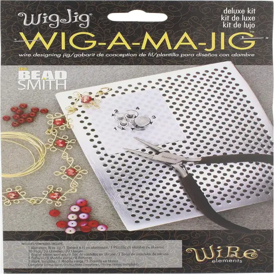 The Beadsmith, Wig Jig, Wig-A-Ma-Jig Deluxe, 4.5 x 5.5 inch Square jig, Includes 30 Metal pegs, Tool for Making Wire findings, Components and Jewelry Designs {6}