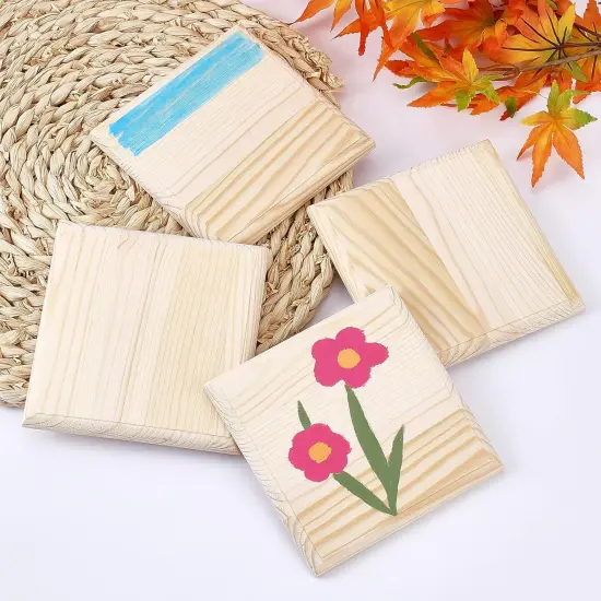 4pcs 4.7" Squares Unfinished Wooden Base {4}