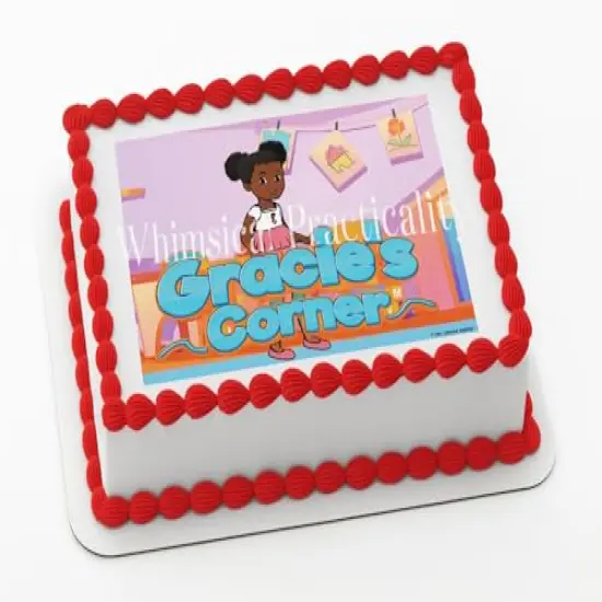 Gracie&rsquo;s Corner Birthday Cake Topper &ndash; Quarter Sheet Size &ndash; Featuring Gracie & Friends &ndash; Vibrant Party Decoration for Kids' Celebrations {1}