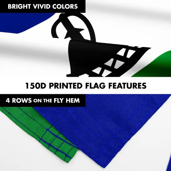 G128 Combo Pack: 6 Ft Tangle Free Aluminum Spinning Flagpole (White) & Lesotho Basotho Flag 3x5 Ft, LiteWeave Pro Series Printed 150D Polyester | Pole with Flag Included {5}