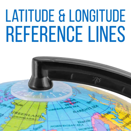 TCP Global 6" Blue Ocean World Globe with Black Base - Political Globe, Vertical Axis Rotation - Educational, Kids Learn Earth's Geography, Shelf Desk {4}