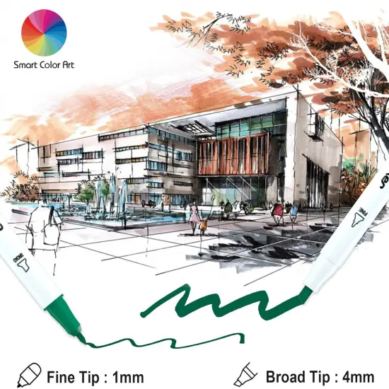 108 Pack Art Markers, 107 Alcohol Based Markers and 1 Blender, Dual Tip Coloring Permanent Markers Highlighters with Case, Excellent for Adults Kids Marking Drawing Sketching {2}