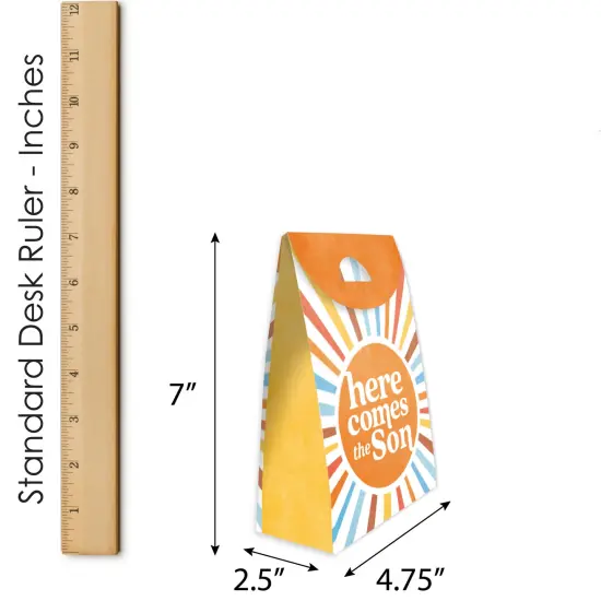 Big Dot of Happiness Here Comes The Son Favor Boxes, Boy Boho Baby Shower Decorations, Retro Sunshine Party Goodie Gift Bags - Set of 12 {7}