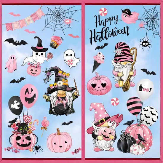 Gnome Double Sided Window Clings - Pink Halloween {1}