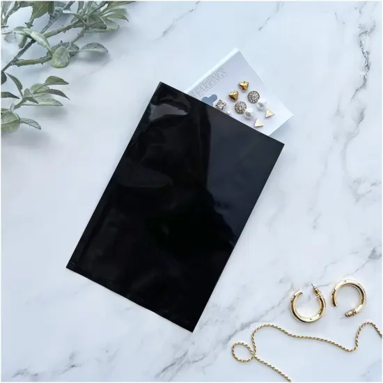 Plymor 4" x 6", Black 2 Mil Flat Open Plastic Poly Bags {4}