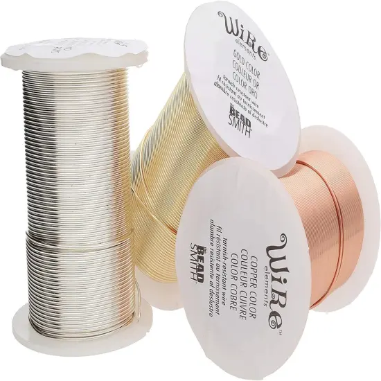 The Beadsmith Wire Elements 22-Gauge Lacquered Tarnish-Resistant Copper Wire for Jewelry Making, 4-8 Yard, 18.29 Meter Spools (Gold, Silver, & Copper Color) {3}
