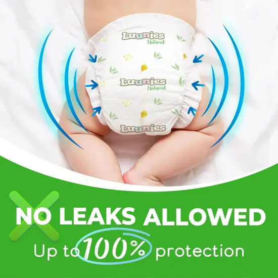 Lunnies Natural Ultra Absorbent Premium Diapers - Size 5 - 240 Count White {5}