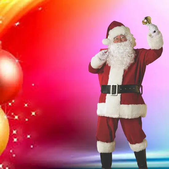 Men&rsquo;s Deluxe Plush Regal Santa Claus Costume &ndash; Holiday Christmas Outfit {2}