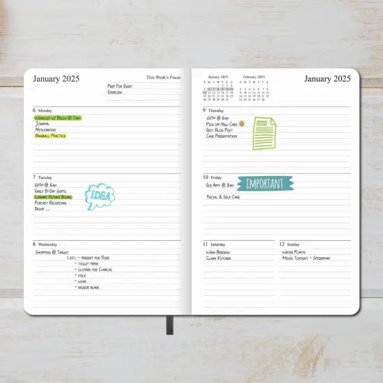 2025 Planner - Weekly and Monthly Planner Jan 2025 - Dec 2025, Holidays, Contacts and Notes Pages, Vegan Leather Cover, Elastic Closure, 5.5&rdquo;x8.25&rdquo;, Grey {2}