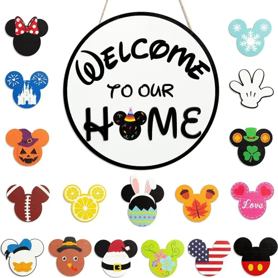 19Pcs Cute Mouse Interchangeable Seasonal Welcome Door Sign for Front Door Decor {1}