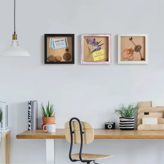 Small Shadow Box Frame 5 x 5 Shadowbox Display Case Wooden Picture Frame with Glass Wedding Memorabilia Medals Photos for Wall and Tabletop - White {4}