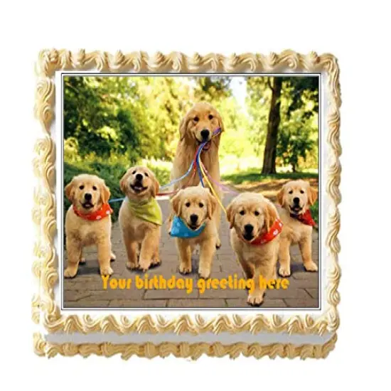 GOLDEN RETRIEVER walking Puppies Dog Puppy - Edible Cake Topper {1}
