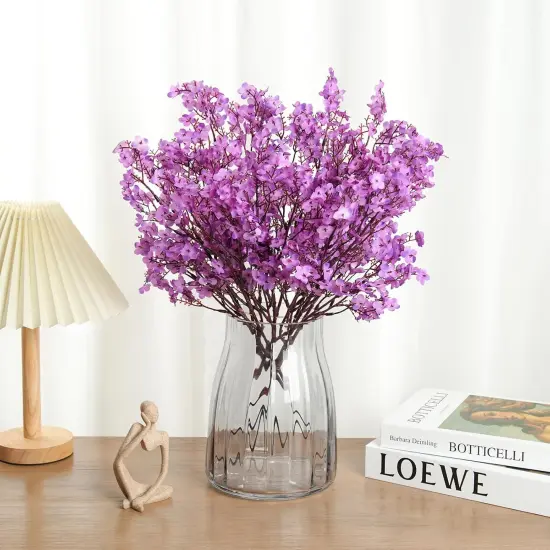 Babys Breath Artificial Flowers, 8 Bundles Real Touch Purple Fake Flowers Spring Plants Decor Silk Flower Bulk for Vase Home Wedding Indoor Outdoor Table Party Decorations {2}