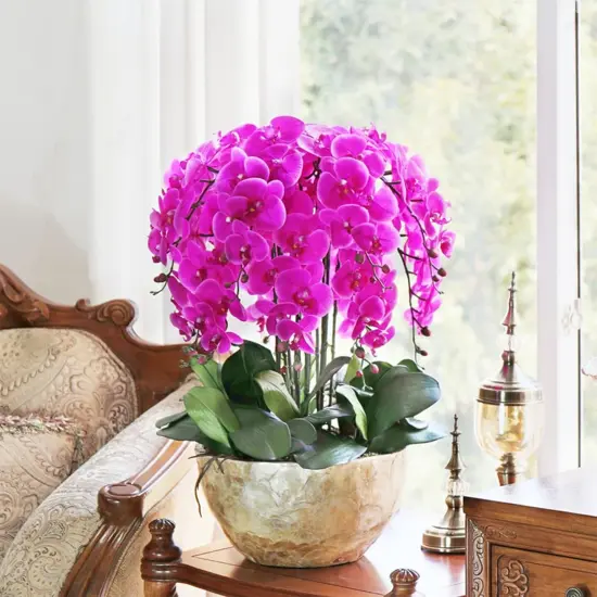 32 Inch Artificial Phalaenopsis Flowers 6 Pcs Artificial Orchid Flowers Stem Plants for Home Décor (Purple) {3}