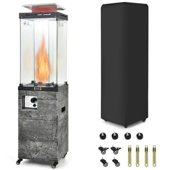 Propane Patio Heater with 41,000 BTU, Wheels and Waterproof Cover Black {9}