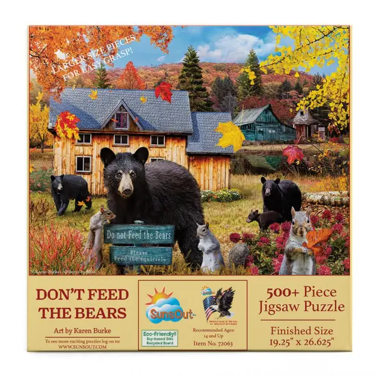 Sunsout Dont Feed the Bears 500 pc Large Pieces Jigsaw Puzzle 72063 {4}