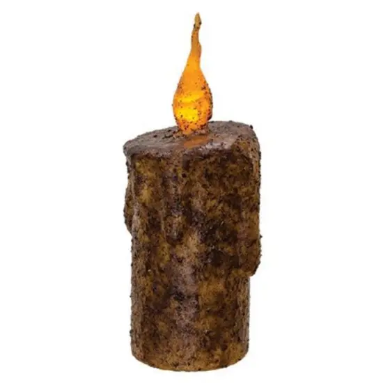 Burnt Mustard Dripped Flicker Flame Timer Pillar 2" x 5.5" {1}