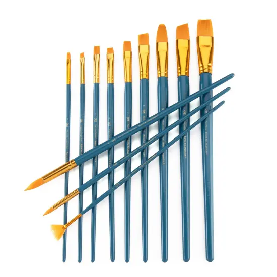 RSET-9312 | 12pc Golden Taklon Long Handle Variety Brush Set {5}
