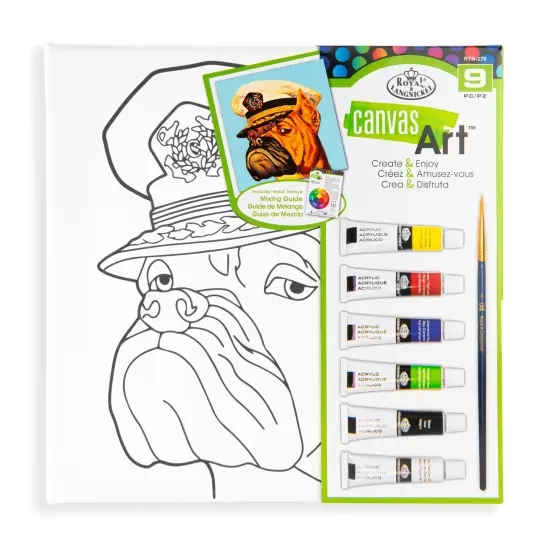 RTN-270 | Canvas Art&trade; 9pc Acrylic Painting "Captain Dog" Art Set {1}