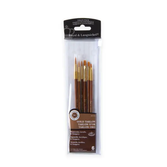 RSET-9164 | 6pc Golden Taklon Round/Shader Brush Set {1}