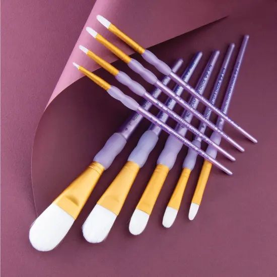 RCC 307 | Crafter's Choice&trade; 9pc White Taklon Variety Brush Set {2}