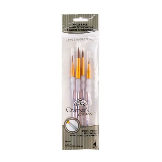 RCC 237 | Crafter's Choice&trade; 4pc Brown Taklon Round Brush Set {1}