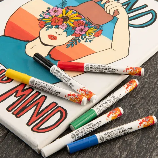 MARK-2721 | 6PC Acrylic 2mm Reversible Tip Primary Markers {2}