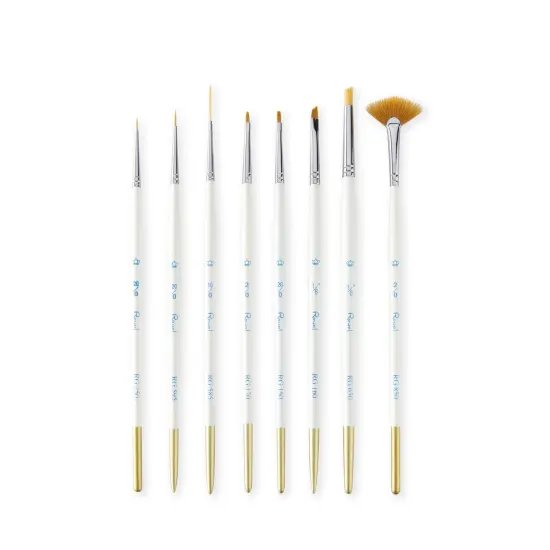 RSET-TK MINI | Royal Gold&trade; 8pc Golden Taklon Ultra-Short Handle Variety Brush Set {2}