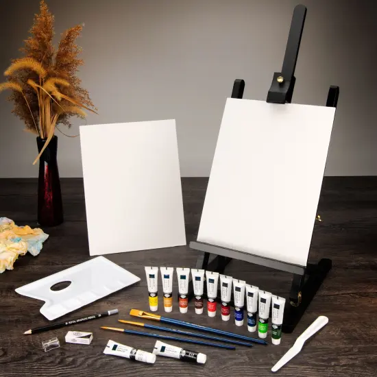 REA5744 | essentials&trade; 23pc Black Series Acrylic Paint H-Frame Easel Art Set {2}