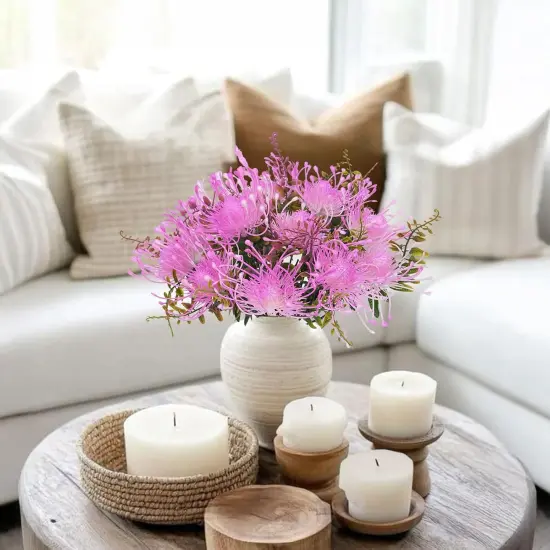 3pcs Plastic Flowers Purple Flowers Artificial Fake Mums Chrysanthemum Purple Centerpieces for Table Home Bathroom Table Centerpieces Ourdoor Decor {5}