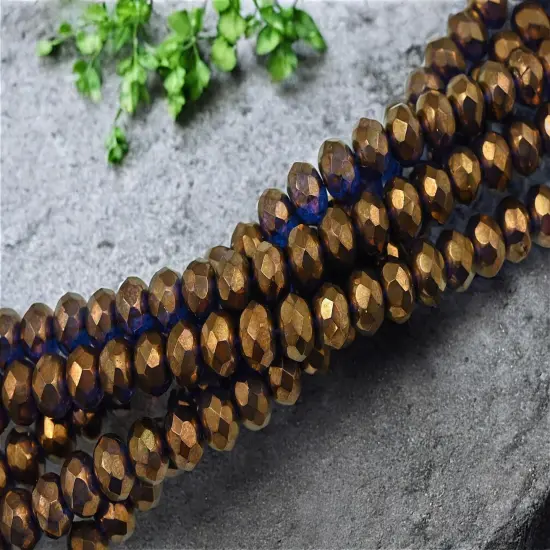 *25* 6x9mm Bronze Illusion Fire Polished Rondelle Beads {2}
