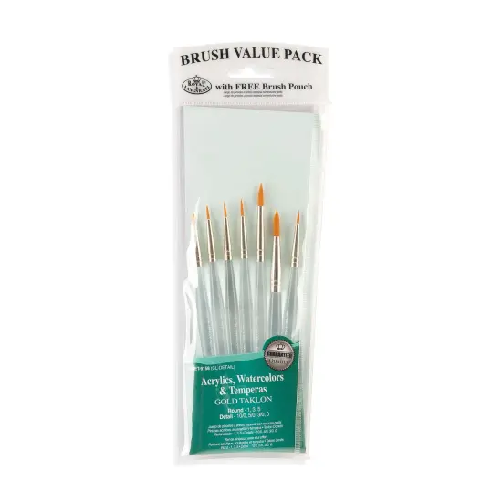 RSET-9158 | 7pc Golden Taklon Round/Detail Brush Set {1}