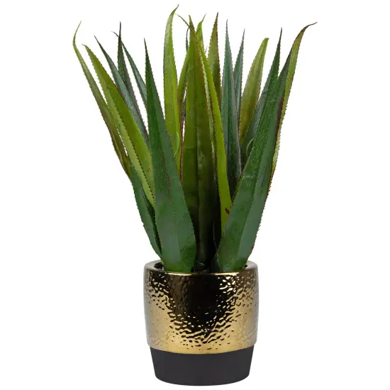 Northlight Artificial Agave Succulent Plant in a Textured Pot - 17" Green {5}