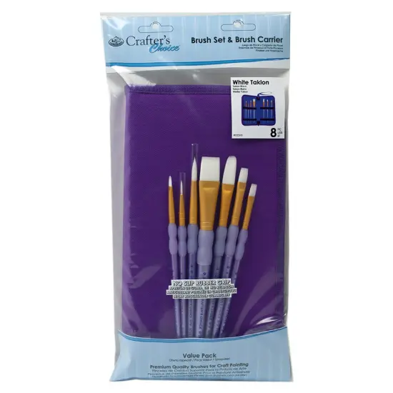 RCC-510 | Crafter's Choice™ 8pc White Taklon Purple Keep N' Carry Brush Set {1}