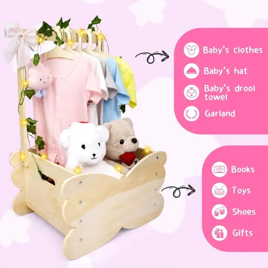 Wooden Baby Shower Crate Closet, Baby Shower Basket with Handle Hangers Butterfly Decoration Personalized Wooden Crate Boys Girls Gifts {5}