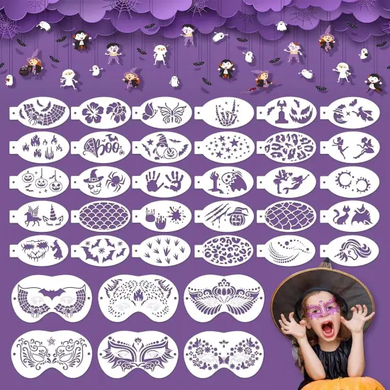 36 Pieces Halloween Face Stencils(Polyethylene Terephthalate) {1}