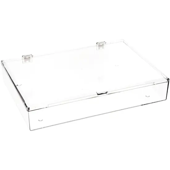 Pioneer Plastics 700C Clear Rectangular Plastic Container with Snap Closure Lid, 13.125" W x 9.1875" D x 2" H {1}