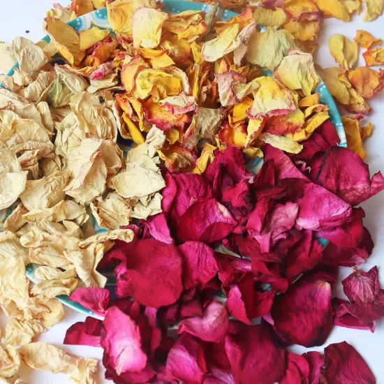 Dried Rose Flower Petals Biodegradable Confetti, 30 Cups Mix Real Natural White Pink Yellow Rose Petals for Wedding Proposal Party Valentine's Day Decor Flower Girls {1}
