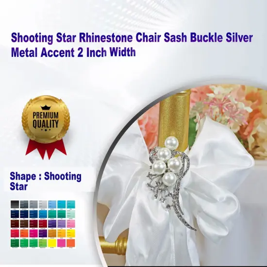 Shooting Star Rhinestone Chair Sash Buckle Silver Metal Accent 2 Inch Width {1}